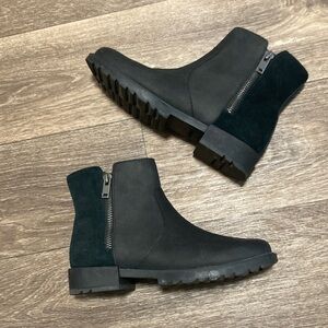 Women’s Sorel Black Leather Waterproof Chelsea Ankle Boots Size 8